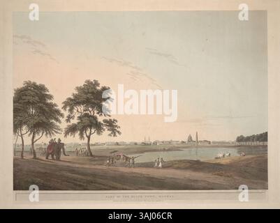 Cette impression de « paysage oriental » montre une partie de la ville noire de Madras, qui abrite des marchands et des tisserands indiens, contrastant avec la ville blanche pour les résidents britanniques. Banque D'Images