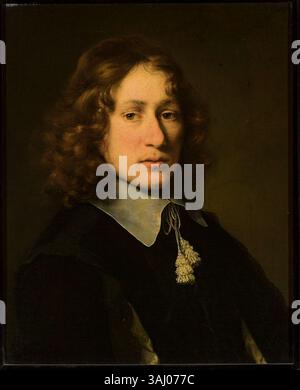 Ce portrait à l'huile anonyme, peint entre 1640 et 1650, capture un homme en tenue formelle. Il fait partie de la collection du Musée national de Varsovie, représentant des portraits européens du XVIIe siècle. Banque D'Images