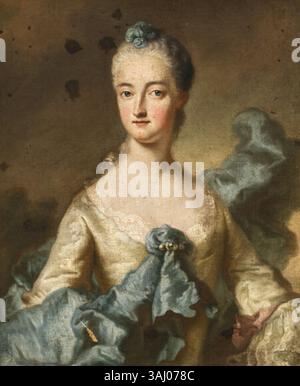 Ce portrait du XVIIIe siècle réalisé par l'atelier de Georges Desmarées représente la princesse Marie Anne Josèphe de Bavière, épouse de Louis George, margrave de Bade-Baden. C'est une peinture à l'huile sur toile. Banque D'Images