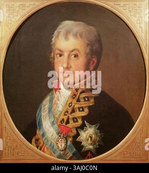 Ce portrait miniature, attribué à Francisco Goya, représente José Antonio, marqués de Caballero, peint en 1807. L'œuvre huile sur toile met en valeur le style distinct de Goya, capturant la noblesse et l'importance du sujet. Le portrait est conservé dans le musée Lázaro Galdiano, capturant l'essence de l'aristocratie espagnole. Banque D'Images
