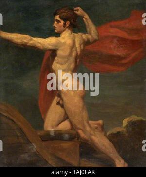 Attribuée à William Etty, cette peinture à l'huile de 1810 intitulée 'David' présente un thème religieux, représentant l'histoire biblique du roi David, et est conservée dans la Russell-cotes Art Gallery & Museum. Banque D'Images