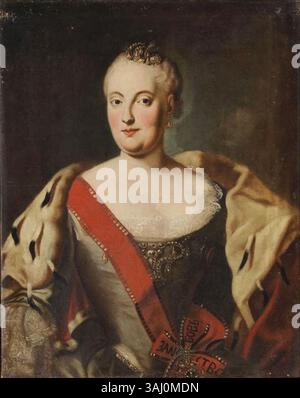 Portrait présumé de Marie Anne Sophie de Saxe, épouse de Maximilien III Joseph, électeur de Bavière. La peinture la représente comme une noble russe, bien que mal identifiée, et est un exemple de portrait européen du XVIIIe siècle. Banque D'Images