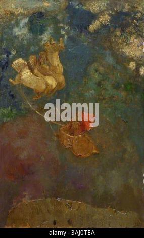 « Le chariot d’Apollon » d’Odilon Redon (1907-1910) représente le Dieu soleil Apollon conduisant son char à travers le ciel, une représentation dramatique de la mythologie grecque rendue dans le style symbolique unique de Redon. Banque D'Images