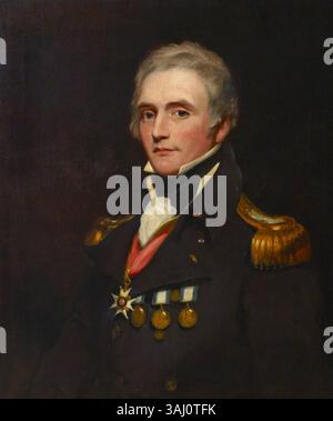 Ce portrait du XIXe siècle attribué à Thomas Phillips représente le capitaine Sir Edward Berry (1768-1831), officier de marine britannique réputé pour son service. La peinture fait partie de la collection des musées royaux de Greenwich. Banque D'Images