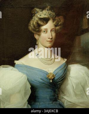 Portrait de Sophie de Suède, grande-duchesse de Bade, peint par Franz Xaver Winterhalter en 1830. L'œuvre reflète des portraits royaux du XIXe siècle, capturant l'élégance de Sophie avec des détails fins et une précision historique. Banque D'Images