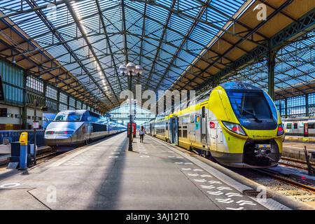 TER (transport express régional) Centre-Val de Loire 704L train in Gare de Tours - Tours, Indre-et-Loire (37), France. Banque D'Images