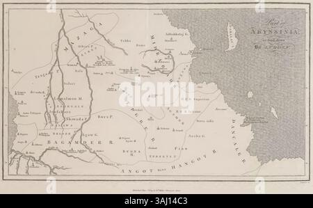 L'image montre une carte de l'Abyssinie (Ethiopie), comme détaillé par Ludolf, un personnage historique clé dans les premières études éthiopiennes. La carte illustre le tracé géographique de la région au XVIIe siècle. Banque D'Images