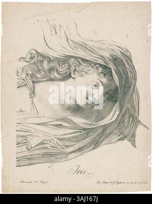 Iris, lithographie de Pauline Auzou, réalisée entre 1816-1817. Imprimé par Engelmann à Paris, il présente la fleur Iris dans des détails complexes, mettant en valeur l'habileté de l'artiste en lithographie. Banque D'Images
