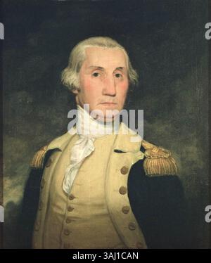 Ce portrait de George Washington, peint par Joseph Wright en 1783, présente le premier président des États-Unis en uniforme militaire. L'œuvre est conservée au Philadelphia History Museum à l'Atwater Kent. Banque D'Images