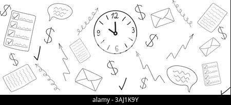 Business gribouilles dessinées à la main sur fond isolé Illustration de Vecteur