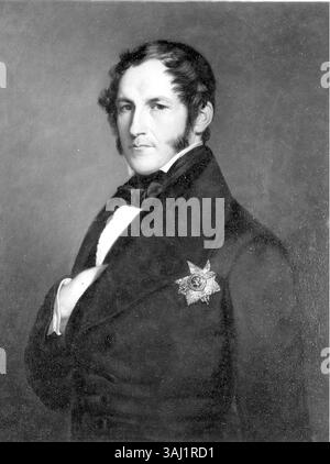 Ce portrait de buste du roi Léopold Ier de Belgique, peint entre 1851 et 1860, est conservé dans la Collection Royale de Belgique. Le portrait à l'huile sur toile présente le monarque belge dans une pose digne, soulignant sa stature royale et son importance dans l'histoire belge pendant son règne de 1831 à 1865. Banque D'Images