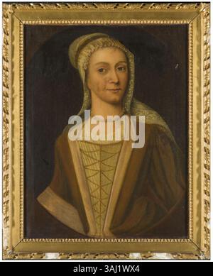 Ce portrait à l'huile sur toile de 1724 représente une femme inconnue, qui fait partie de la collection de portraits hollandais du XVIIIe siècle du Fries Museum. La peinture reflète la mode et le style de l'époque. Banque D'Images