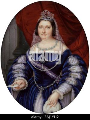 Une miniature sur porcelaine de Sophie Liénard, vers 1840, représente Marie-Christine des deux-Siciles, épouse du roi Ferdinand II des deux-Siciles. La pièce a été attribuée par erreur à Isabelle II d'Espagne. Il est logé dans le Musée du romantisme. Banque D'Images