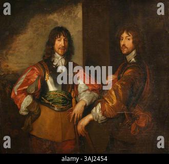 Ce portrait, d'après Anthony van Dyck, représente Mountjoy Blount, 1er comte de Newport (1597-1665), et Lord George Goring (1608-1657). Il a été peint vers 1650. Banque D'Images