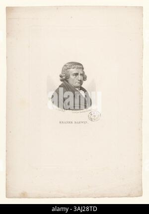Cette gravure en taille-douce d’Erasmus Darwin, médecin anglais, poète et grand-père de Charles Darwin, met en évidence ses contributions intellectuelles à la science et à la littérature, reflétant le travail artisanal détaillé de la gravure. Banque D'Images