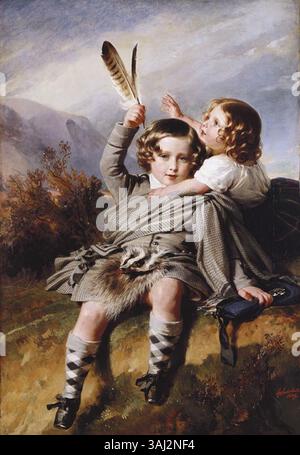 Ce portrait de Franz Xaver Winterhalter, peint entre 1848 et 1849, représente le prince Alfred et la princesse Helena, enfants de la reine Victoria. Le croquis à l’huile, conservé dans la collection royale, illustre la maîtrise du portrait royal par Winterhalter. Banque D'Images