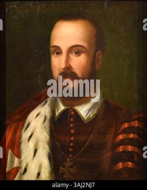 Ce portrait du XVIe siècle de Giovanni Maria Butteri représente Francesco Ier de Médicis, grand-duc de Toscane. Il est accompagné d'études critiques sur la signification historique du règne de Francesco et de son lien avec Bianca Cappello. Banque D'Images
