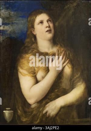 Estampe Originale Benedetti D'après Titien - Tête De Marie, Gravure Baroque 19e Siècle