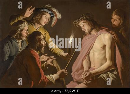 La peinture de Matthias Some « Christ couronné d'épines » créée entre 1632 et 1639 représente le moment de la moquerie et de la souffrance du Christ. L’œuvre à l’huile sur toile est conservée au Norton Simon Museum et est connue pour sa représentation dramatique de la passion, soulignant la souffrance du Christ lors de sa condamnation. Banque D'Images