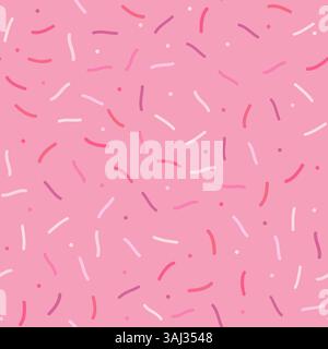 Motif simple à saupoudrer sans couture. Glaçage beignet rose avec des saupoudrages décoratifs colorés. Illustration vectorielle dans le style scandinave Illustration de Vecteur