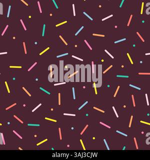 Motif simple à saupoudrer sans couture. Glaçage de beignet au chocolat avec des saupoudrages décoratifs colorés. Illustration vectorielle dans le style scandinave Illustration de Vecteur