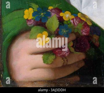 Cette peinture recadrée de Palma il Vecchio, intitulée « Une femme blonde », est un bel exemple de portrait de la Renaissance, mettant en valeur les traits délicats et la beauté naturelle du sujet. Banque D'Images