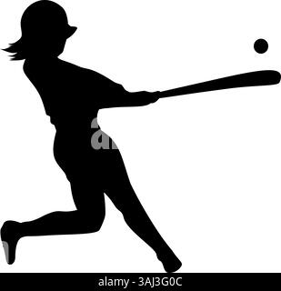Silhouette de batte de baseball prête à se balancer. Illustration d'action sportive pour les projets de conception, autocollants, tatouages, affiches, t-shirt et dessins de chapeau Illustration de Vecteur