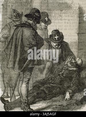 Gaspard II de Coligny (1519-1572) Leader huguenot dans les guerres de religion françaises. Assassinat de l'amiral de Coligny. 1572.. Bartholomew's Day ma Banque D'Images