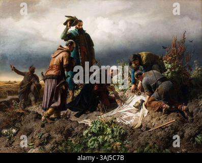 Le tableau de Bertalan Székely « la découverte du cadavre du roi Louis II » (1860) représente le moment de la découverte après la mort du roi bavarois. Le tableau, conservé dans la Galerie nationale hongroise, est une huile sur toile, mettant en valeur l'événement historique. Banque D'Images