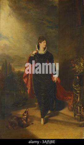 Ce portrait de la princesse Charlotte, peint entre 1816 et 1818, a été réalisé par George Dawe. La peinture capture la ressemblance de la princesse Charlotte Augusta du pays de Galles, mettant en évidence son allure royale. Banque D'Images