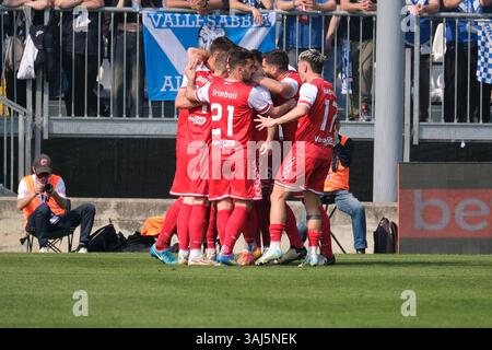 Mantova 1911 Team célèbre après avoir marqué un but lors du match du championnat italien de football de Serie B entre Brescia Calcio FC et Mantova 1 Banque D'Images
