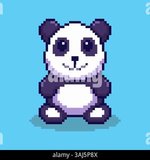 Pixel art Happy Panda Sitting jeu design Illustration de Vecteur