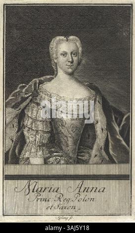 Cette gravure du XVIIIe siècle de Johann Christoph Sysang représente Marie Anne Sophie de Saxe (1728-1797), épouse de Maximilien III Joseph, électeur de Bavière. Banque D'Images
