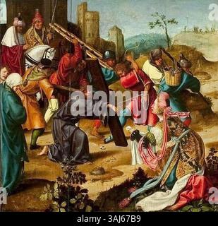 L'autel Saint Reinhold de Joos van Cleve (vers 1485-1541) présente plusieurs panneaux illustrant des scènes telles que le baptême du Christ, la Crucifixion et l'agonie dans le jardin. Créé avant 1516 en tempera sur bois, le retable représente des moments importants de la vie et du sacrifice du Christ. Banque D'Images