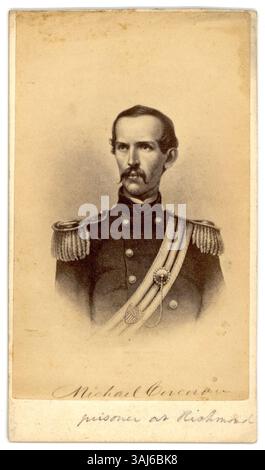 Cette photographie de 1861-1863 montre Michael Corcoran, un général de l'Union capturé pendant la guerre de Sécession. L'image, prise alors qu'il était prisonnier à Richmond, reflète les difficultés de la guerre. Banque D'Images