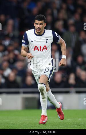 LONDRES, Royaume-Uni - 10 avril 2025 : Dominic Solanke de Tottenham Hotspur lors du match de quart de finale de l'UEFA Europa League entre Tottenham Hotspur et l'Eintracht Frankfurt au Tottenham Hotspur Stadium (crédit : Craig Mercer/ Alamy Live News) Banque D'Images
