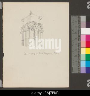 Ce dessin de 1861 de Johann Rudolf Rahn montre une représentation détaillée des contreforts de chœur de la cathédrale de Ratisbonne en Allemagne. Le dessin est conservé dans les archives de la Zentralbibliothek Zürich. Banque D'Images