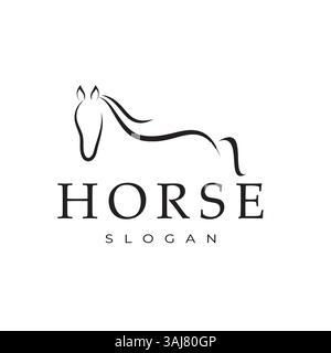 Logo de cheval minimaliste Design tête de cheval et corps avec élégant Line Art pour la marque de luxe ou les affaires équestres Illustration de Vecteur