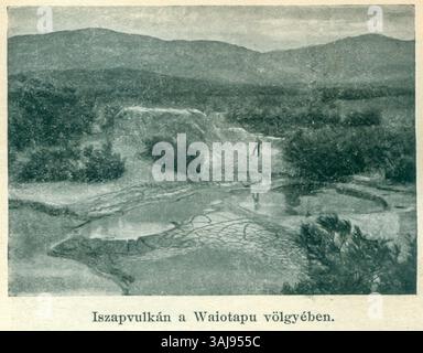 Cette photographie d'Andreas Reischek capture la Nouvelle-Zélande dans les années 1880, mettant en vedette des éléments de la culture indigène, de l'environnement naturel et des premiers peuplements. Banque D'Images