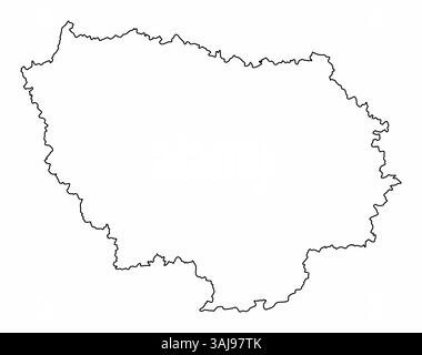 Carte de contour Ile-de-France isolée sur fond blanc, France Illustration de Vecteur