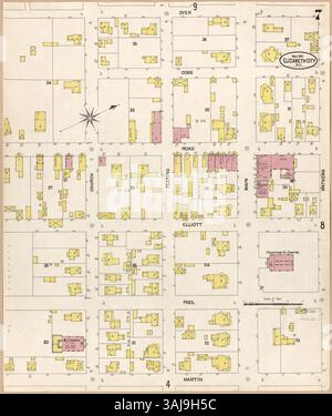 Cette carte, créée en mars 1902, fournit une représentation détaillée d'Elizabeth City, comté de Pasquotank, Caroline du Nord, à des fins d'assurance incendie, montrant les plans de rues, les bâtiments et les évaluations des risques d'incendie. Banque D'Images