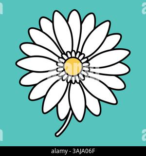 Camomille blanche Marguerite. Collection de plantes à fleurs rondes mignonnes. Illustration de Vecteur