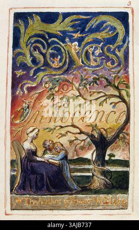 Une illustration tirée des chansons de l'innocence et de l'expérience de William Blake de 1826, copie Z. L'œuvre contient la signature de Blake mélange d'art visuel et de commentaires poétiques sur la nature humaine et les questions sociétales. Banque D'Images