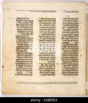 La 466e page du Codex de Leningrad, folio 235a, contient Esaïe 38 :18-40 :12 du Tanakh. Ce manuscrit ancien, datant de 1008 à 1011, est une partie importante de la collection historique des écritures hébraïques. Banque D'Images