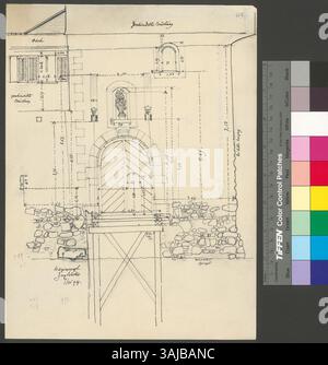 Ce dessin de 1894 de Johann Rudolf Rahn montre le pont-levis de Hagenwyl, en Suisse, en se concentrant sur ses caractéristiques architecturales et fonctionnelles. Banque D'Images