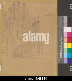 L'illustration montre l'Hôtel de ville de Tangermünde, en mettant l'accent sur ses caractéristiques architecturales distinctives. L'œuvre a été créée par Johann Rudolf Rahn en 1865. Banque D'Images
