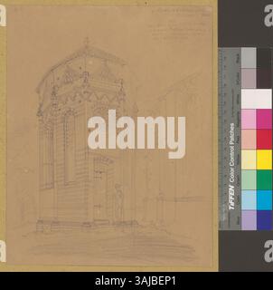 Ce dessin de Johann Rudolf Rahn de 1865 représente le Beinhaus, situé au nord du Münster à Doberan, en Allemagne, mettant en valeur ses détails architecturaux et son importance historique. Banque D'Images
