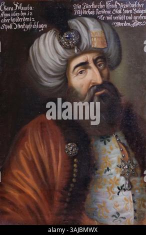 Ce portrait du XVIIe siècle représente Kara Mustafa Pacha, le grand vizir ottoman qui a dirigé le siège manqué de Vienne en 1683. L'inscription au-dessus du portrait dit : « Kara Mustafa, grand vizir turc, qui assiégea la ville de Vienne le 12 juillet 1683, mais fut vaincu avec une grande perte et une grande humiliation ». L'huile sur toile est conservée au Wien Museum. Banque D'Images