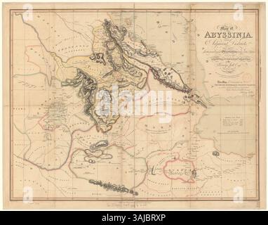 Une carte de l'Abyssinie (Éthiopie moderne) et de ses régions environnantes, créée en 1810. La carte est basée sur les observations de Henry Salt et les informations compilées, montrant le cours du Nil et les détails géographiques de la région. Banque D'Images