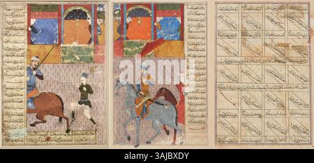 Cette représentation du manuscrit de Zafarnama illustre l'entrée triomphale de Shah Rukh à Samarcande en 1394 après que Timur l'ait nommé gouverneur. Il fait partie d’une série d’illustrations qui mettent en lumière des moments clés de la construction de l’empire de Timur. Banque D'Images
